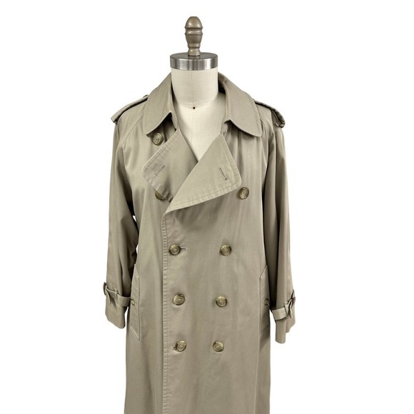 Mob Boss VTG Men's Burberry Trench Coat/ Plaid Wool Liner/ Collar Size 40 Short - Picture 2 of 13